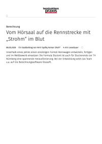 Vom H&ouml;rsaal auf die Rennstrecke mit &bdquo;Strohm&ldquo; im Blut