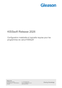 Configuration mat&eacute;rielle et logicielle requise pour les programmes de calcul KISSsoft Release 2026